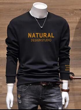 繁花百货优品小铺卫衣男圆领休闲百M搭字母IiK印花长袖上衣欧货套