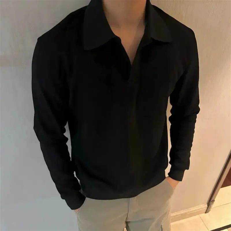 元梦精选店海鸥领POLO衫男款美式健身运动长袖正肩套头休闲上衣