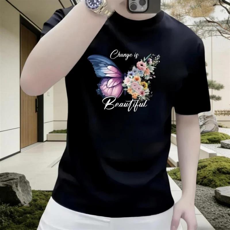 平和服饰短袖t恤男夏季新款圆领ins轻奢品质印花半袖上衣休闲男装