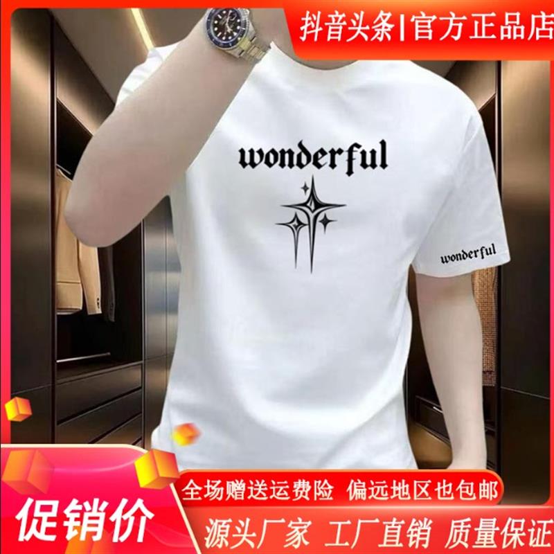枫善服饰夏季新款重磅索罗纳短袖t恤T恤半袖上衣潮流大码印花男装