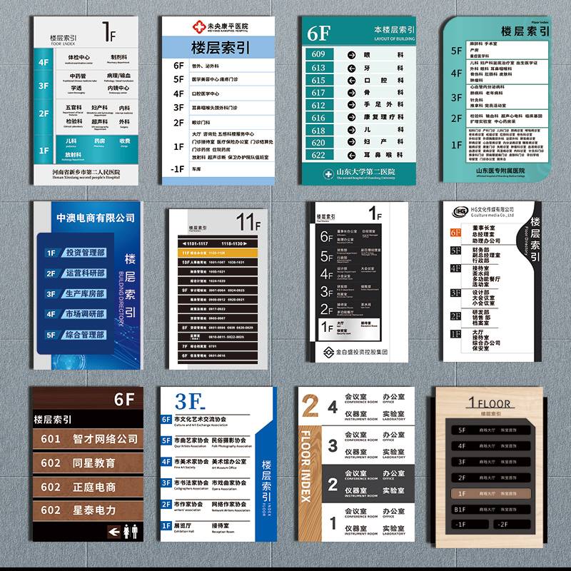 楼层索引牌写字楼商场分布图指示牌酒店指引牌出入大厅去向牌电梯