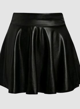 Grand lacquered leather skirt for women 纯色大摆漆皮半身裙女