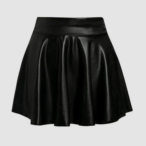 Grand lacquered leather skirt for women 纯色大摆漆皮半身裙女