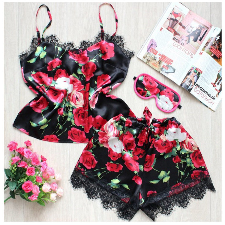 季舒适蕾丝花边睡衣套装家居服