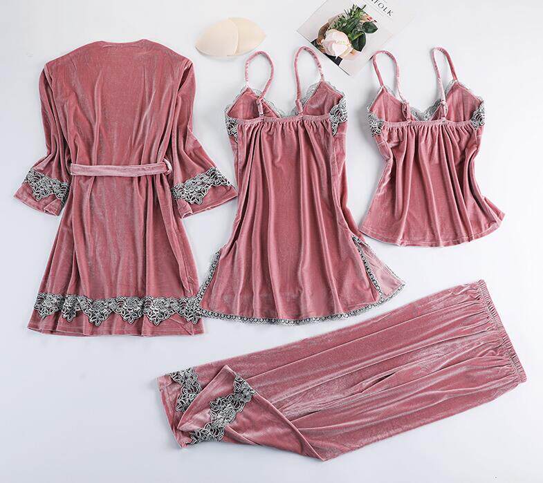 Summer pajamas four piece home wear睡衣五件套装女式