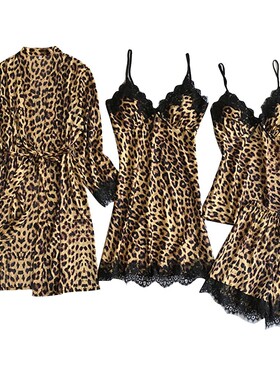 2022 New Spring Sexy Leopard Print Sling Suit Nightdress睡衣