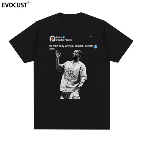 Drake公鸭iceman德雷克新专辑嘻哈rap笑脸粉丝冰人短袖T恤男女