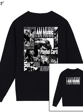 Playboi Carti卫衣I am music嘻哈hip hop圆领Vintage音乐潮男女