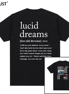 Juice wrld短袖T恤goodbye riddance嘻哈潮牌涂鸦字母印花男女INS