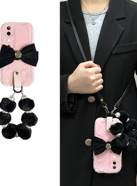 山茶花蝴蝶结适用vivos19pro手机壳s17t毛球s16e挂链t1斜挎s15秋冬季s12可背s10硅胶s9毛绒s7日韩s6女s1/vivo