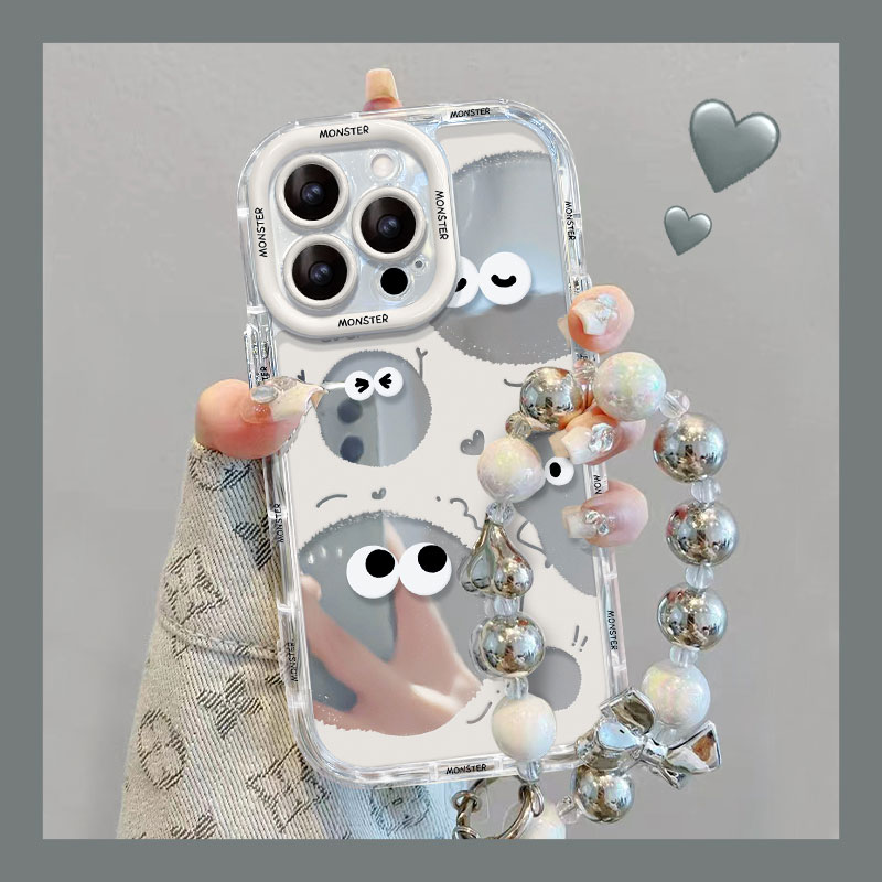 奶油镜面镜子高级感可爱煤球手机壳