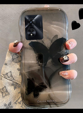 黑色晕染蝴蝶适用oppoa93s手机壳a58x韩系a97个性a96硅胶a95高级感a92少女a91套a72/a5国际版a57/a36/a35/a32