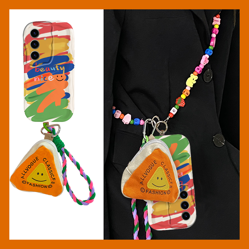 斜挎可背彩色涂鸦零钱包彩虹手机壳