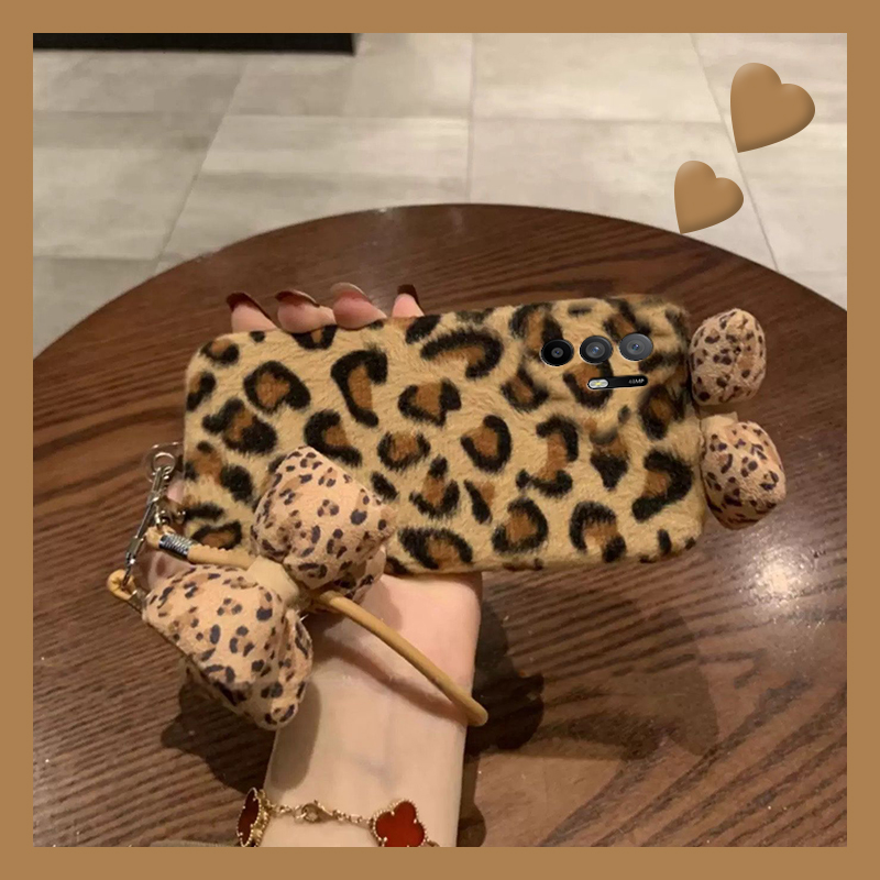 韩系豹纹蝴蝶结适用oppoa3pro手机壳a2x挂件a1挂绳a97秋冬a96毛绒a95a93a91a72a58a57a52a32a11a9a31a8a5立体