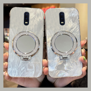 闪粉镜子镜面支架适用oppor17pro手机壳r15x梦境版r11splus立体r9s补妆镜r7plus羽纱r17日韩oppo小众0pp0硅胶