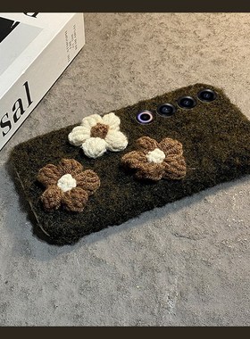 ins风拼色花朵适用魅族22mini手机壳note16针织21pro立体20毛绒18por秋冬季18x软7/16spor/16t/16x/16thplus