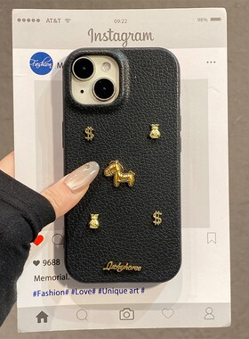 金色英文小马福袋适用oppofindx9plus手机壳fondx8pro金币x7荔枝纹k12plus仿皮k10x软k9s/k7x真我q3s/q2/v23