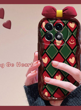 爱心菱格蝴蝶结适用小米红米k60至尊版手机壳k60e新年龙年k40pro酒红色k40s日韩k30i波浪纹5g硅胶redmik个性