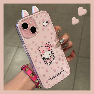 小碎花凯蒂猫适用华为mate70手机壳mete60pro+立体m50e耳朵por花朵十可爱huawei卡通粉色少女心硅胶趣味软壳p