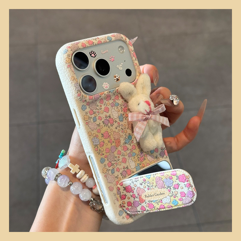 满屏碎花兔子适用vivoy500pro手机壳y300i立体y200gt镜子y100支架y78+卡通y77e皮纹y76s仿皮y73s十y70s软y51s