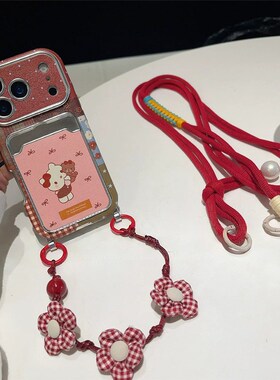 蝴蝶结kt猫小熊卡包适用小米红米note13pro手机壳noto12turbo斜挎k80可背带k70挂绳k60por仿皮redmi皮纹可爱p