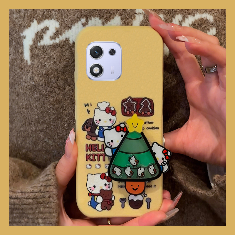 可爱kt猫圣诞树适用华为荣耀magic8pro手机壳mgaic7摇一摇x70i立体x60por皮纹x50gt仿皮x40畅玩60plus/play9t