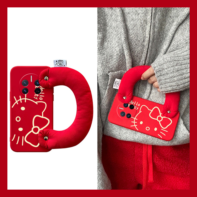 线条kitty猫适用华为荣耀magic7手机壳magic6腕带5pro液态4红色3至臻版play8t红色play7tpor卡通6t软5t硅胶4t