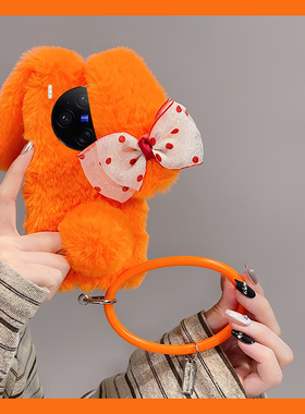 蝴蝶结兔子耳朵适用vivox300手机壳x200毛绒x100pro+手环x100ultra秋冬季x90s斜挎t2s软x80s/x70/x60+十vivo