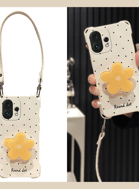 波点黄色花朵适用vivos30手机壳s30promini立体迷你支架por挂绳三十日韩vivo手提硅胶简约四角防摔新款韩系软
