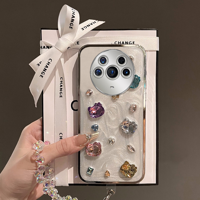 水钻kt猫适用华为荣耀magic7pro手机壳mgaic6滴胶play7t电镀6c日韩5tpor高级感4挂链3小众honor硅胶手提立体p