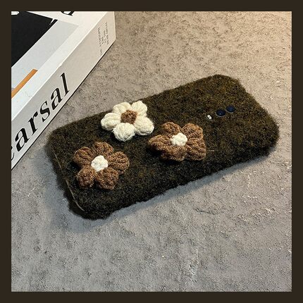 ins风拼色花朵适用oppor17pro手机壳r15x梦境版r11splus针织r9s毛绒r7plus秋冬季r17立体oppo冬天0pp0毛茸茸p