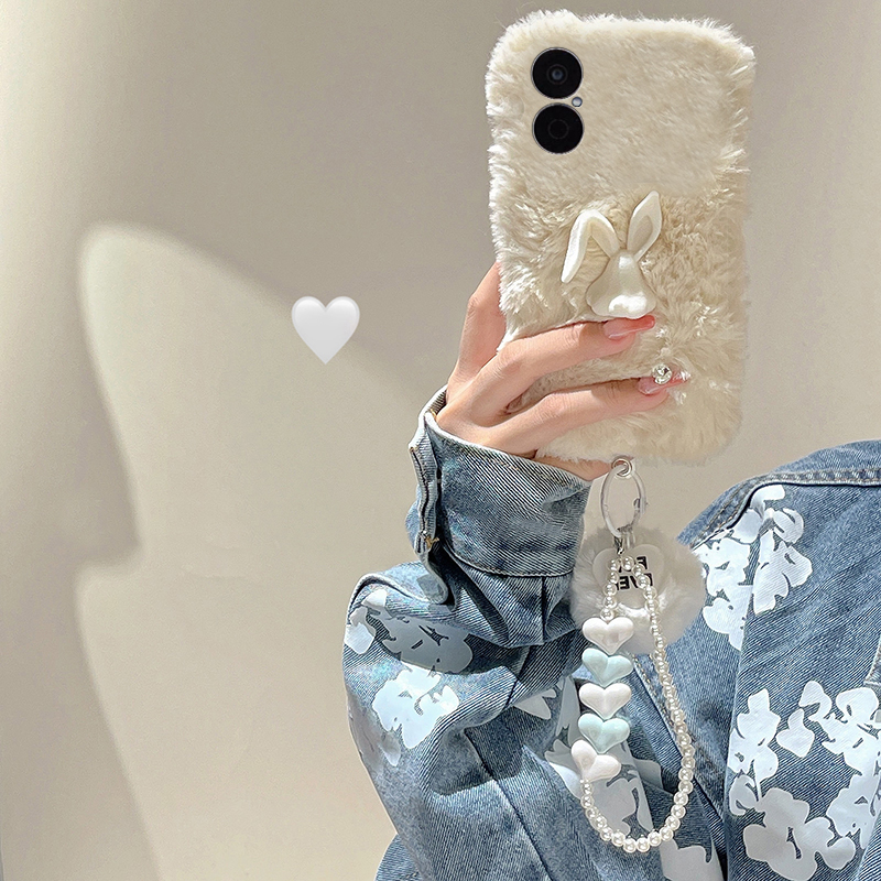 可爱卡通兔子适用华为畅享70pro手机壳60x立体优畅享50plus挂链20se秋冬季0e畅想z毛绒9e保暖5g麦芒9简约8软p