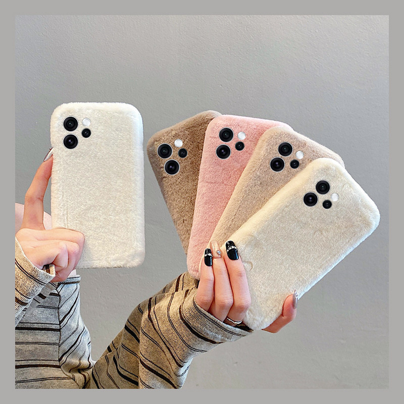 韩系纯色兔毛适用opporeno15手机壳reon15pro简约十五毛绒绒por保暖0ppo硅胶oppo全包防摔秋冬季毛茸茸冬天软