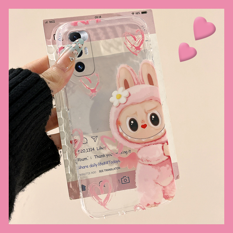 爱心碎花拉布布适用小米mixfold4手机壳mixfold3粉色mixfold2折叠屏mixflip卡通mi可爱少女心趣味呆萌透明硬