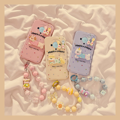 小狗餐具适用华为mate60pro手机壳mata50e立体rs保时捷设计mete40e+十meta30挂链20x糖果色10硅胶趣味卡通女p