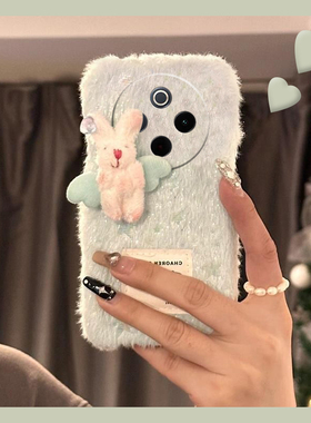 可爱天使小熊适用vivoy300i手机壳y200gt蓝色y100t立体y200i秋冬y77e毛毛y97毛绒y93s硅胶y53小众vivo/y35y33