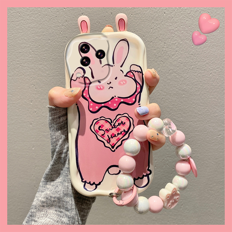 手机壳卡通兔子耳朵立体可爱少女心带手链