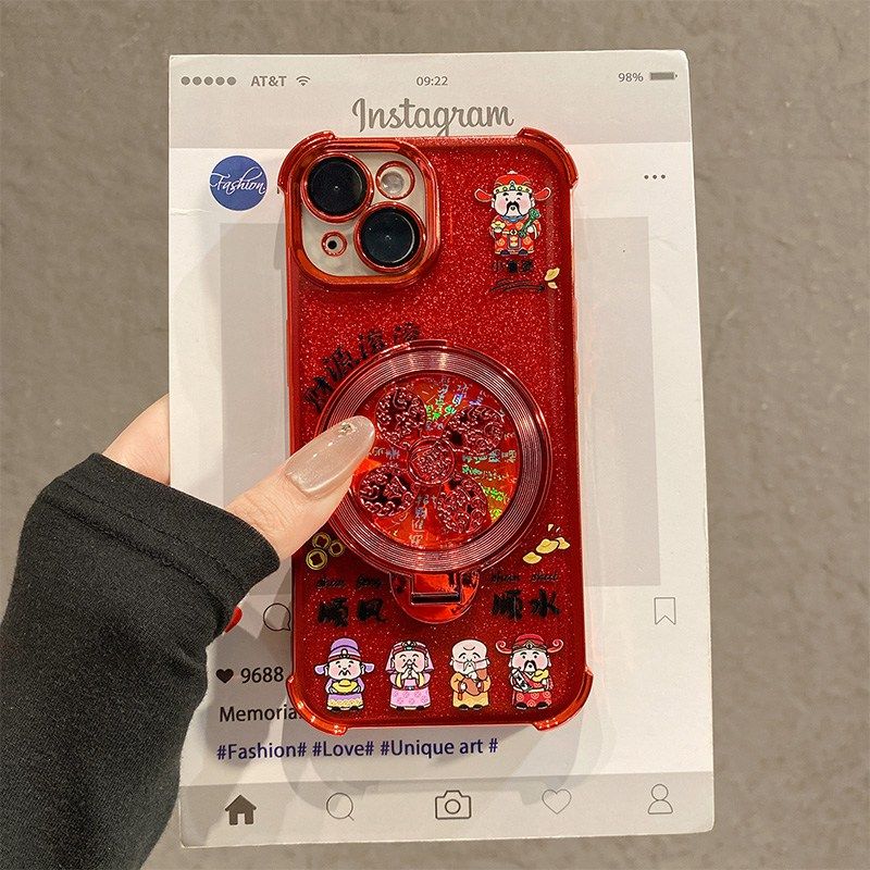 红色财神爷风生水起适用oppo一加ace6手机壳六立体旋转1+oneplus支架新年四角防摔马年本命年卡通挂链新款软p,3C数码配件,手机保护套/壳,淘宝优惠券,粉丝福利购,淘宝优惠卷