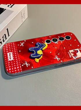 2026棋盘格刺绣小马适用魅族22mini手机壳note16立体21pro卡通20红色18por软18x/7/16spor/16t/16x/16thplus