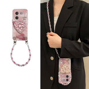 紫色爱心水钻适用vivoiqoo12pro手机壳iqoo11s晕染icoo10手提9斜挎8硅胶7软壳5小众3可背vivo爱酷iq00新款女