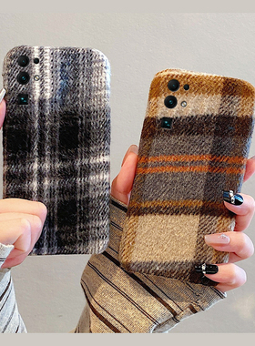 复古条纹线条适用华为荣耀30pro+手机壳30s撞色v30毛绒绒x30i毛茸茸畅玩30plus秋冬季x20se软x10max/play4t/3