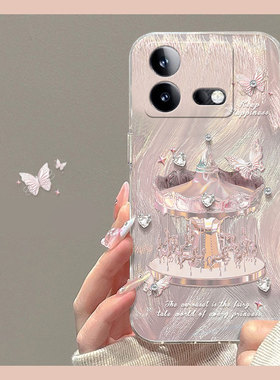 水钻旋转木马适用vivoiqooneo9pro手机壳iqoneo8se高级感neo7竞速版5s活力版6se立体z1羽纱855硅胶爱酷vivo女