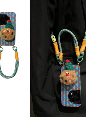 撞色圣诞帽曲奇适用oppo一加ace2pro手机壳11日韩ace2v蓝绿10pro带支架9r斜挎9rt硅胶8t软壳7tpro女1+oneplus