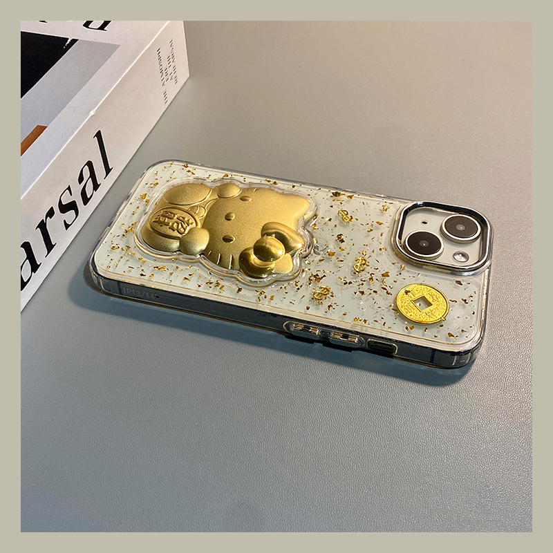 可爱招财kt猫适用小米17手机壳15spro铜钱14立体13ultra金箔12x挂链11青春版civi3卡通2滴胶mi马年米硅胶软壳
