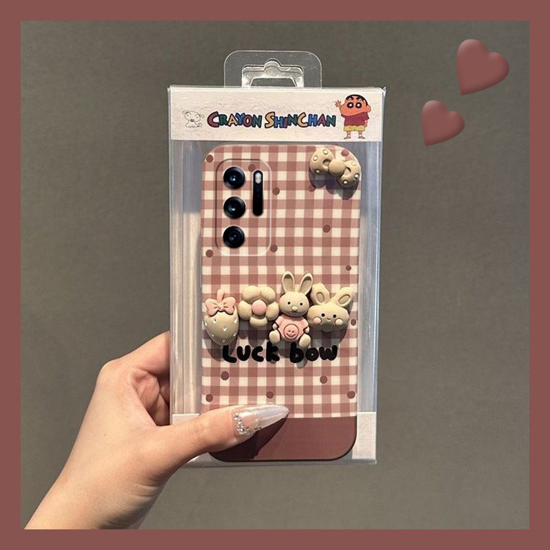 棕色格子适用oppofindn3flip手机壳findn2flip立体n3草莓n2兔子findn折叠屏少女心oppo趣味卡通透明0pp0硬壳