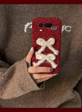ins风红色蝴蝶结适用华为荣耀magic8proair手机壳mgaic8rsr保时捷设计新年huawei绒布honor立体毛绒秋冬季软