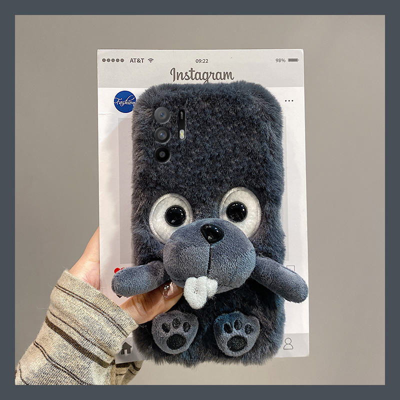 可爱吉娃狗适用oppoa3pro手机壳a2x斜挎a1可背带a97秋冬a96毛绒a95a93a91a72a58a57a52a32a11a9a31a8a5硅胶软