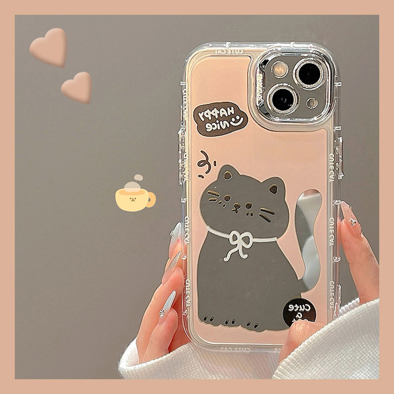 可爱卡通镜子镜面少女心猫咪手机壳