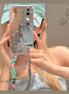 多巴胺波点适用vivos19pro手机壳s18e手绳s17por彩色s15镜面s12镜子s10硅胶s9软壳s7t手提s6日韩s5补妆镜s1女