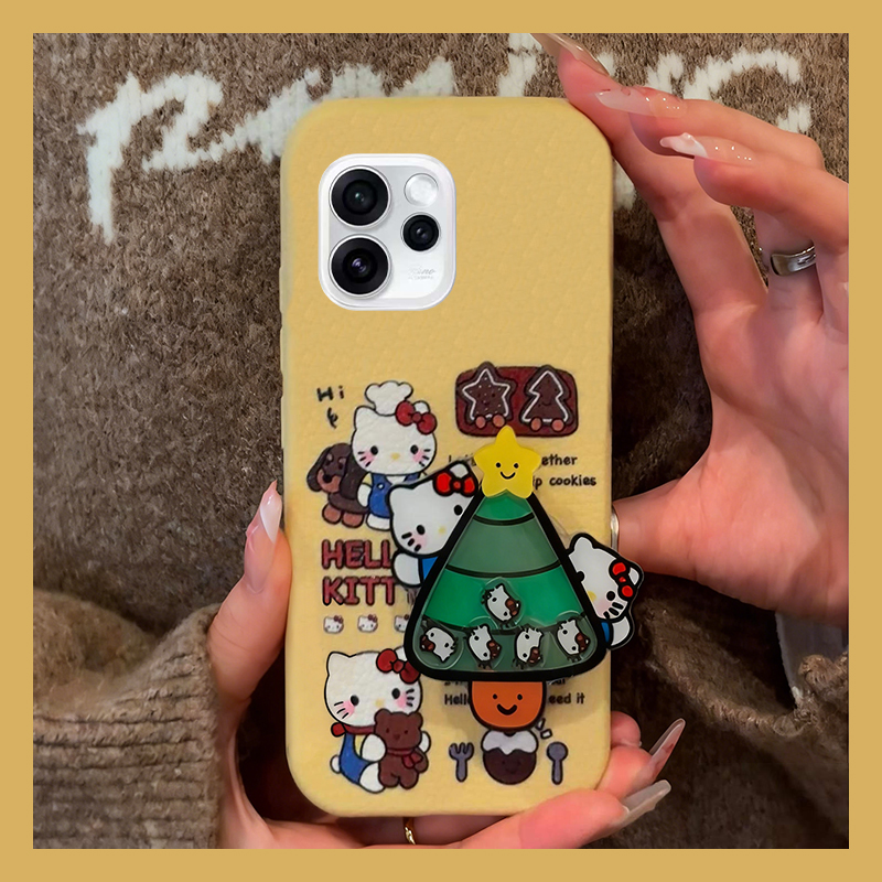 可爱kt猫圣诞树适用opporeno15pro手机壳reon14摇一摇13立体12支架11皮纹10仿皮9por卡通7se趣味6硅胶5k/0ppo